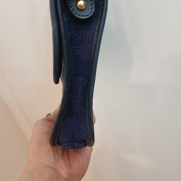 Lanvin Vintage Canvas and Leather Blue Flap Shoulder Bag. - Picture 6 of 9